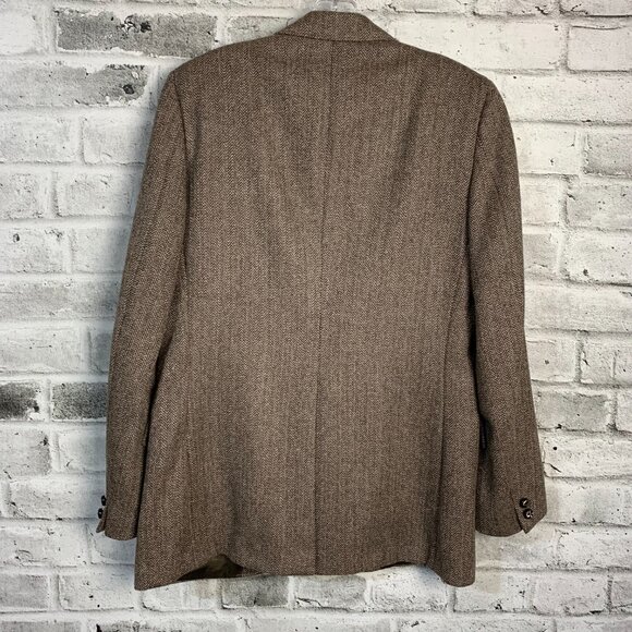 Vintage Tweed Blazer Sport Coat 38 Brown Herringbone Wool 90s Old Money Jacket - Picture 6 of 16